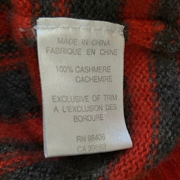 Y2K Theory Cashmere Sweater – Gray & Poppy Red Stripes, Size M, Vintage - Picture 7 of 8